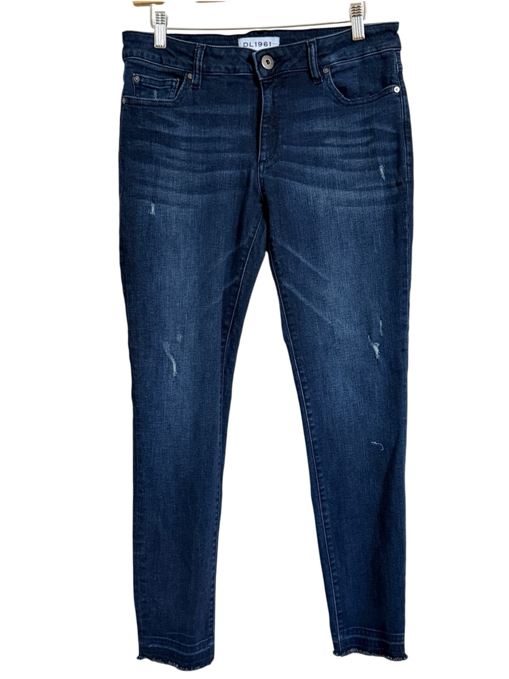 DL1961 Emma Power Legging Skinny Jeans Women’s 30 Dark Wash Distressed Raw Hem